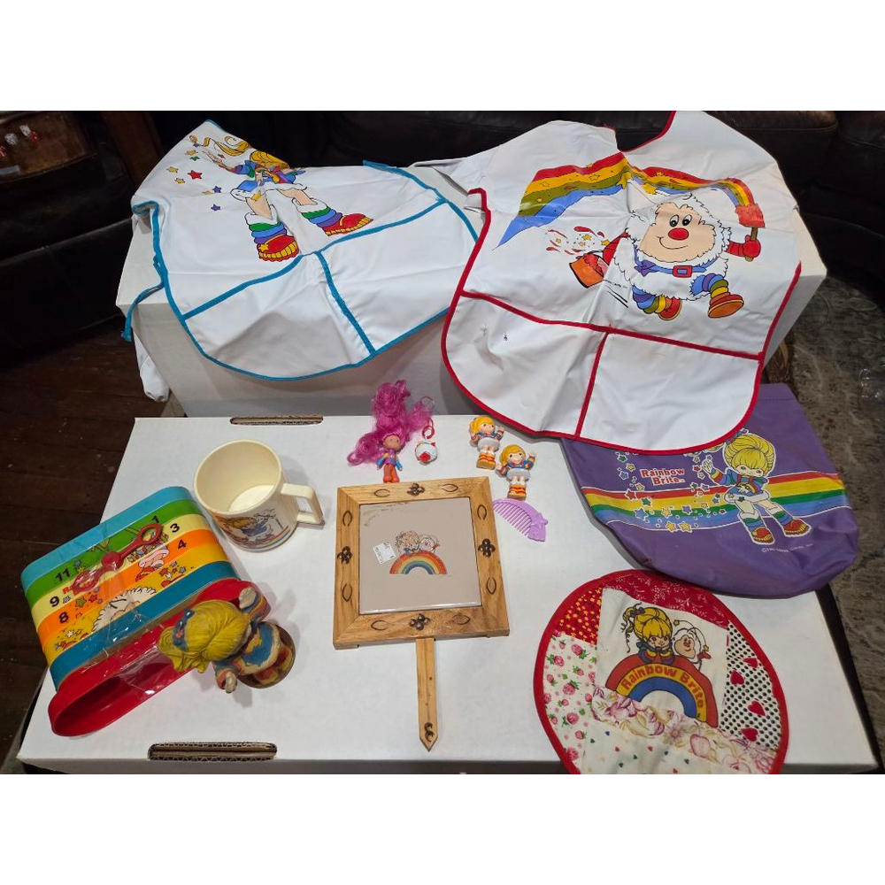 Vintage Rainbow Brite Mega Lot 1980s Aprons Bag Toys Mug Decor Collectible